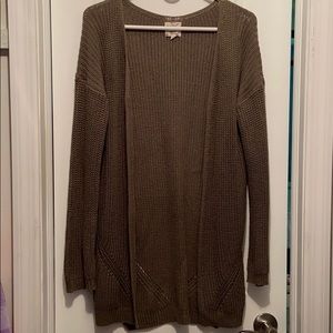 Olive green knit cardigan